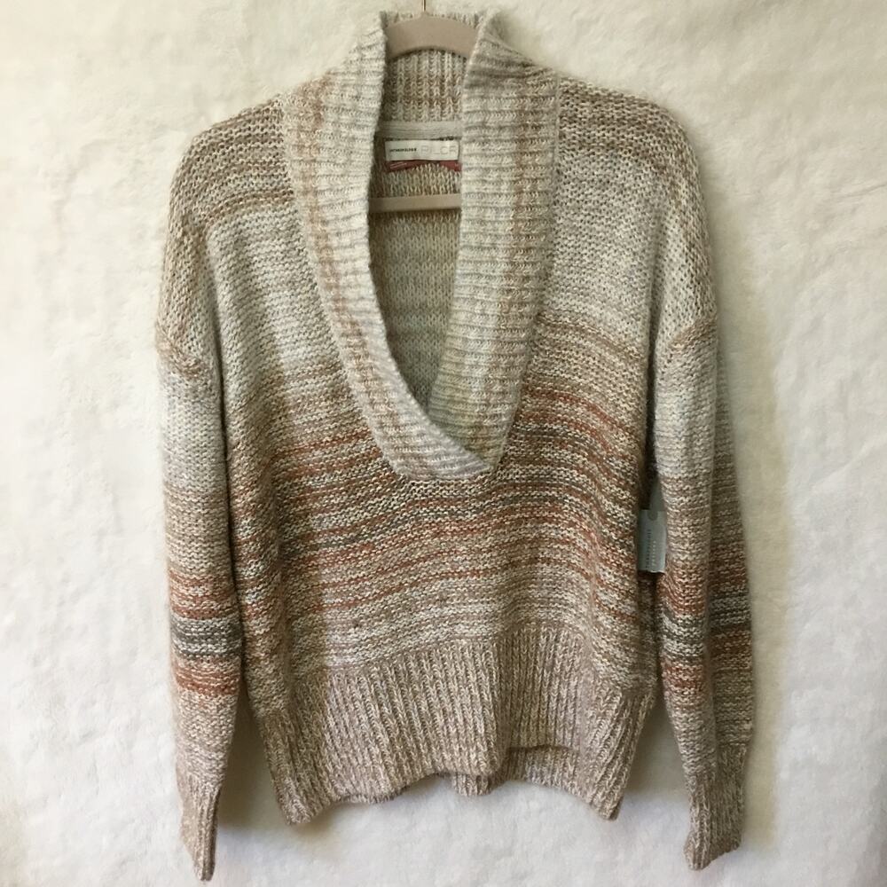 Anthropologie Pilcro Joyce V-Neck Sweater Neutral